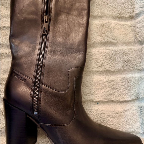 Franco Sarto Jaxon Mid Calf Boots Black Leather NEW Size 7.5M w/ Box - Picture 3 of 16